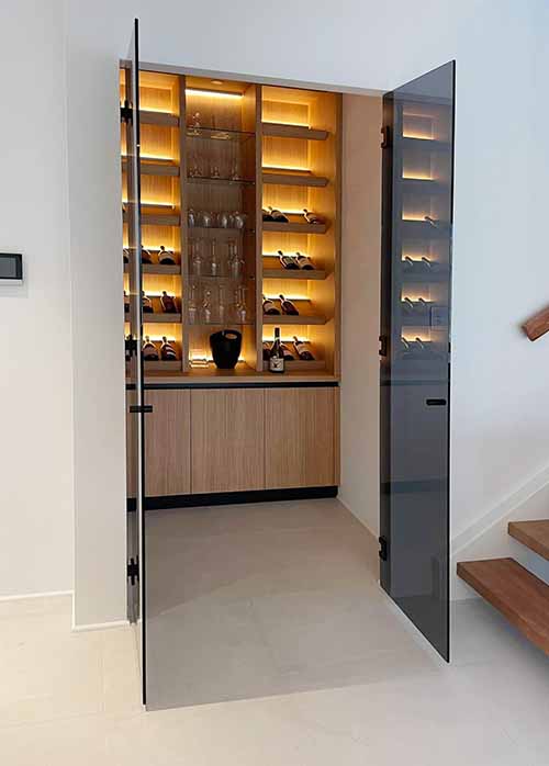 Grey Glass Doors for Home Wine Cellar